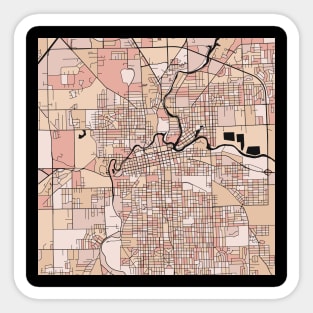 Fort Wayne Map Pattern in Soft Pink Pastels Sticker